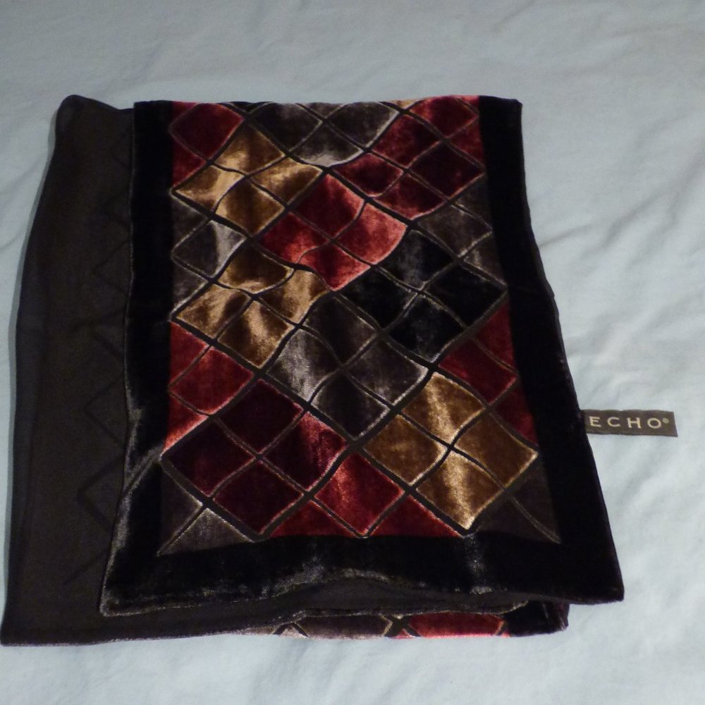 Echo Fall colors scarf & Loft Black velvet gloves